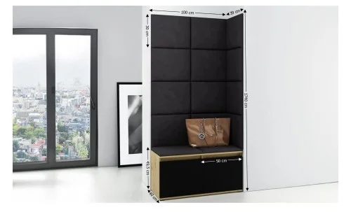 Cuier Hol Max 2, Artisan/ Negru - Trinity 16