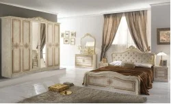 Dormitor Clasic Luisa Beige cu Dulap 6 Uși