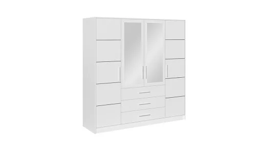 Dulap Bali 4 Usi D4 Alb cu Oglinda, 196