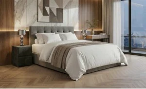 Pat Tapițat Cremona cu Somieră Rabatabilă KJB5734, Gri 160x200 