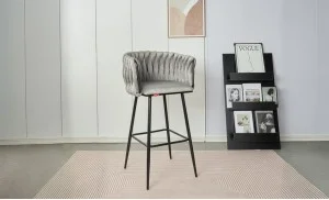 Scaun Bar KJC365 Gri & Picioare Negre