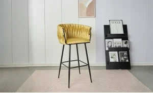 Scaun Bar KJC365 Mustar & Picioare Negre