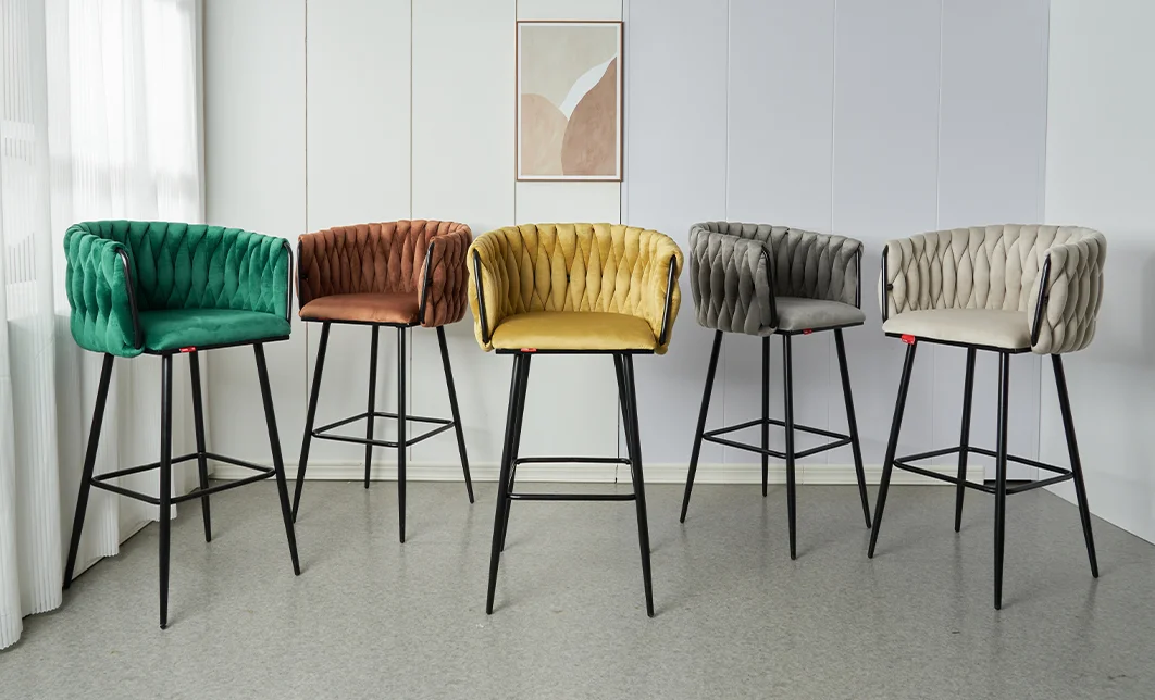 Scaun Bar KJC365 Verde cu Picioare Negre 6