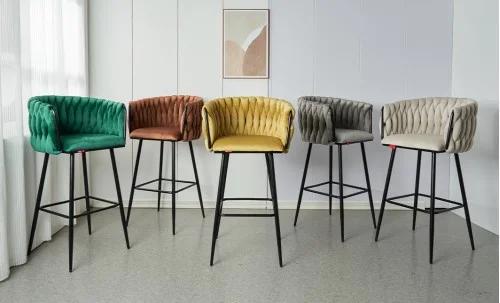 Scaun Bar KJC365 Verde cu Picioare Negre