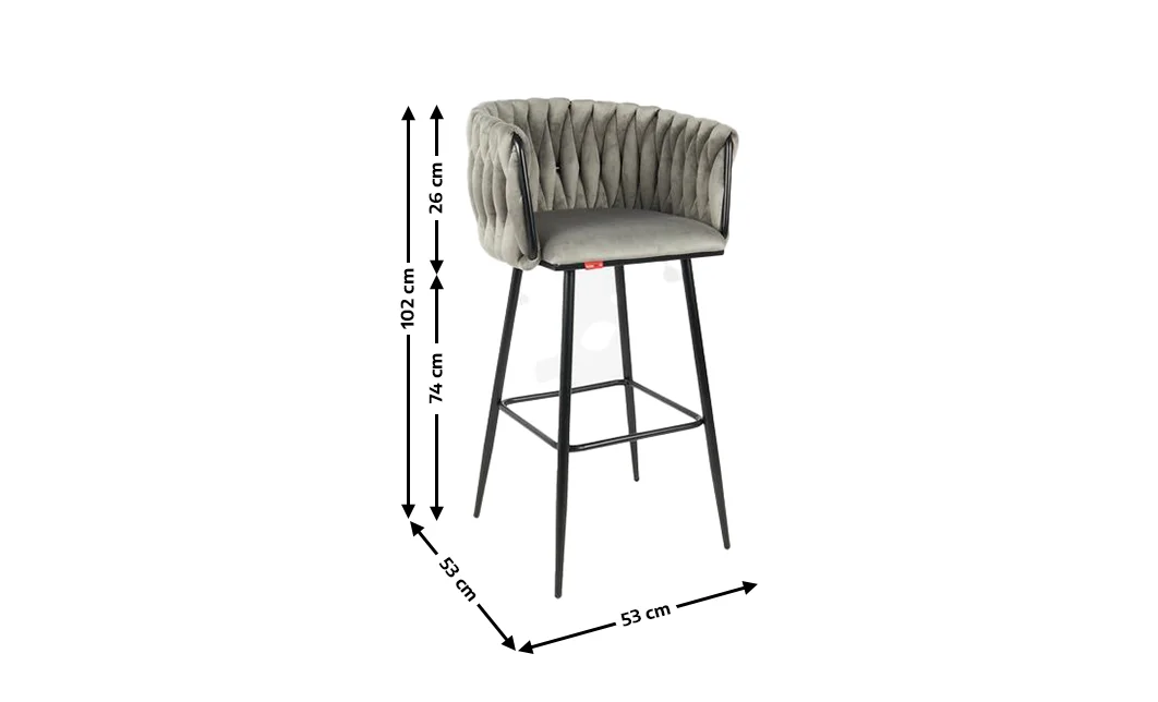 Scaun Bar KJC365 Gri & Picioare Negre 1