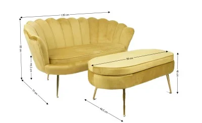 Set Marbella Canapea cu Masuta KJL213, Galben