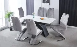 Set Masa Living Extensibilă KJT417 cu 6 Scaune F692 Gri