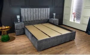 Pat Tapitat Klaus 2, gri închis/somieră pal, 160x200