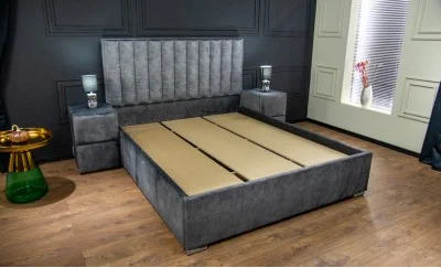 Pat Tapitat Klaus 2, gri închis/somieră pal, 160x200