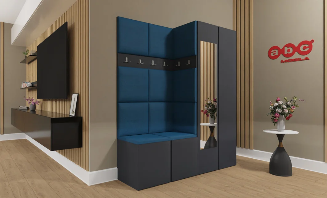 Cuier Hol Luca 1, Grafit/Albastru - Manila 26