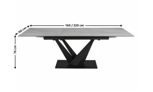 Masa Living Extensibila Blat Ceramic Sorento Alb/Negru Mat