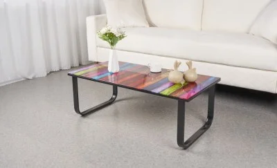 Măsuță cafea  cu blat din sticla KJCT158, model multicolor