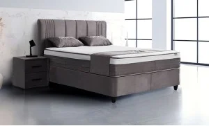 Set Pat Tapitat Tapițat cu Saltea Belicia Gri, 180 x 200