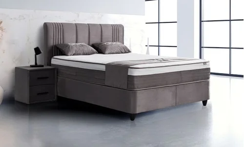 Set Pat Tapitat Tapițat cu Saltea Belicia Gri, 180 x 200