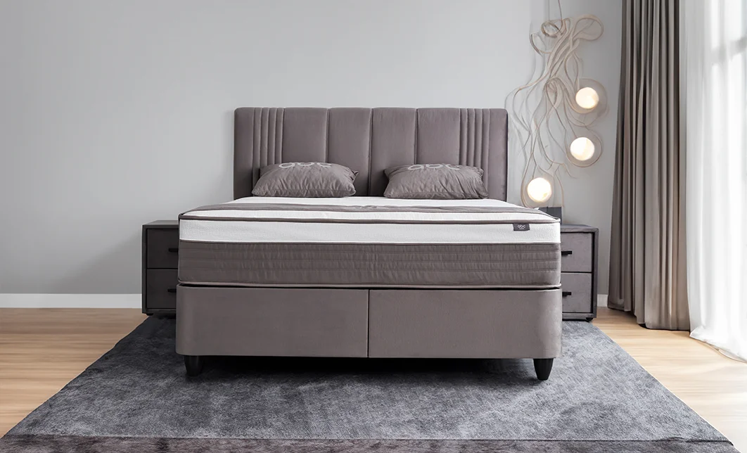 Set Pat Tapitat Tapițat cu Saltea Belicia Gri, 180 x 200 4