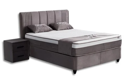 Set Pat Tapitat cu Saltea Belicia Gri, 160 x 200 