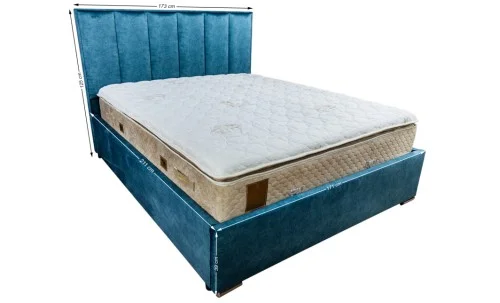 Pat Tapitat Klaus 1, albastru/somieră metal, 160x200