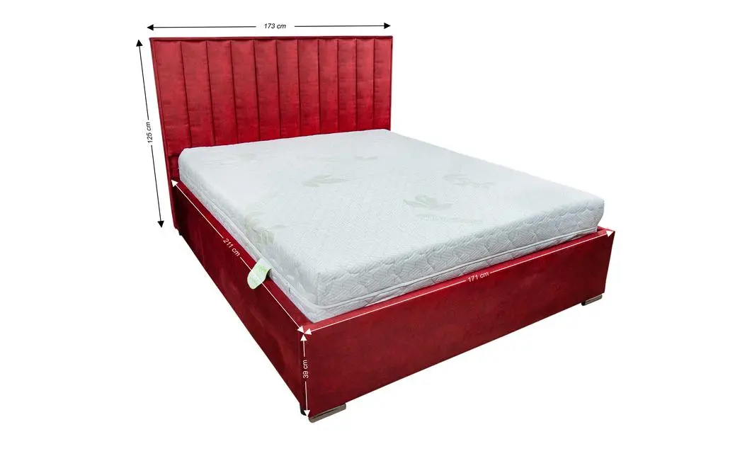 Pat Tapitat Klaus 2, rosu/somieră metal, 160x200 4
