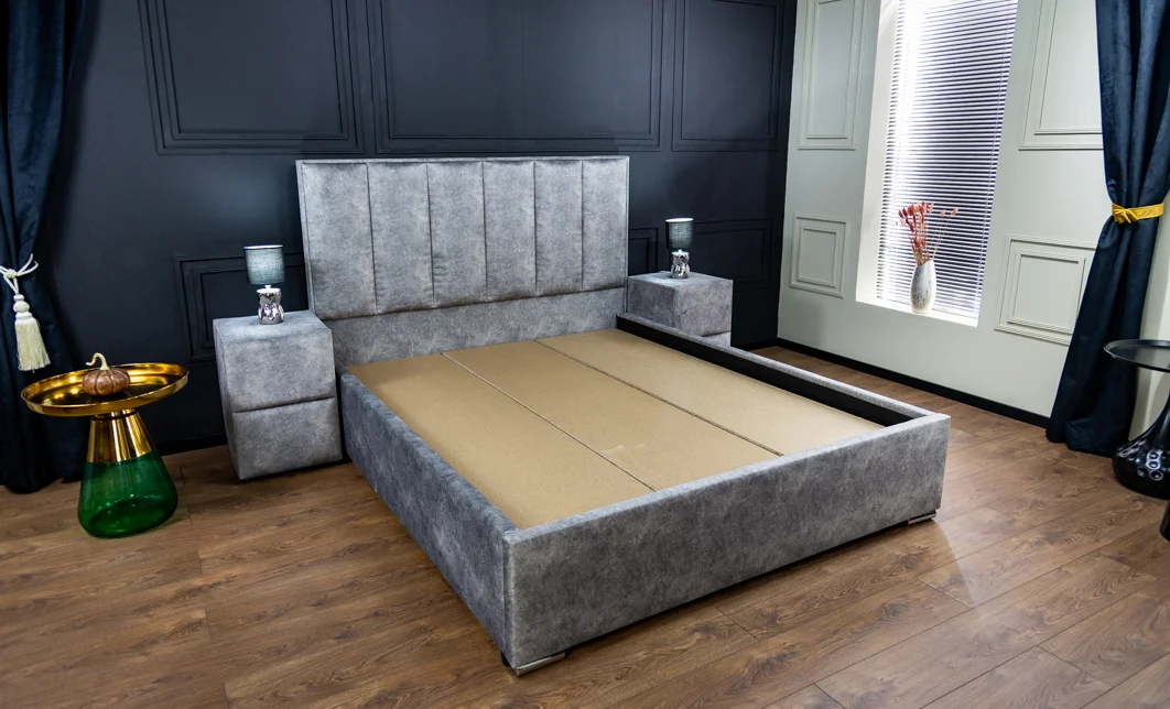 Pat Tapitat Klaus 1, gri deschis/somiera pal, 140x200 1