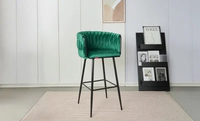 Scaun Bar KJC365 Verde cu Picioare Negre