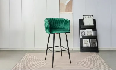 Scaun Bar KJC365 Verde & Picioare Negre