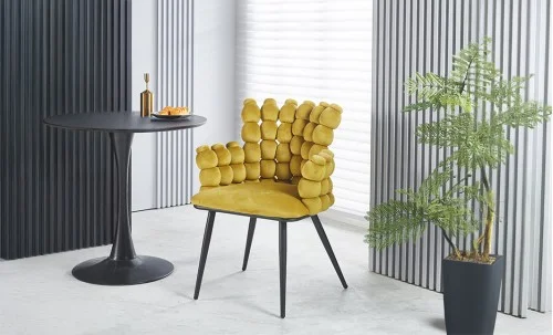 Scaun Living Tapitat KJC374 Galben