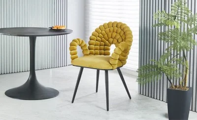 Scaun Living Tapitat KJC376 Galben