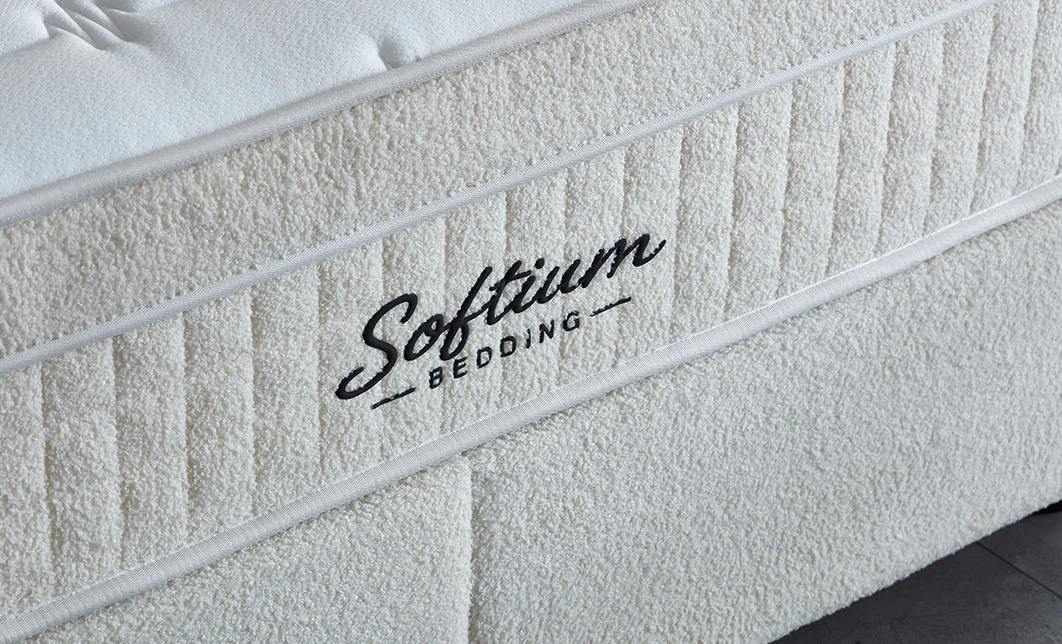 Set Pat Tapitat cu Saltea si Somiera Arden White, 160x200 cm