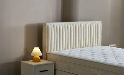 Set Pat Tapitat cu Saltea si Somiera Arden White, 160x200 cm