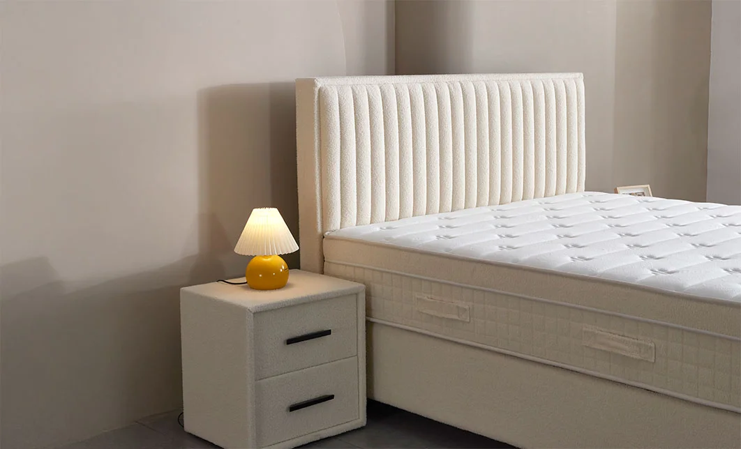 Set Pat Tapitat cu Saltea si Somiera Arden White, 160x200 cm 7