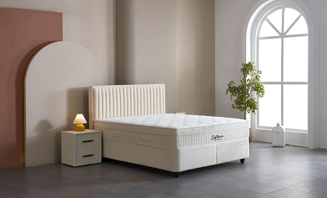 Set Pat Tapitat cu Saltea si Somiera Arden White, 160x200 cm 8