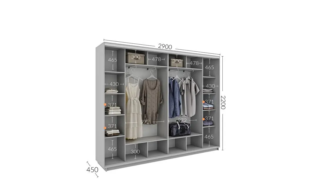 Dulap Personalizat Usi Glisante, 290 x 220 x 45 1