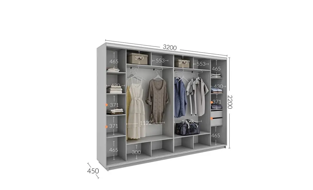 Dulap Personalizat Usi Glisante, 320 x 220 x 45 2