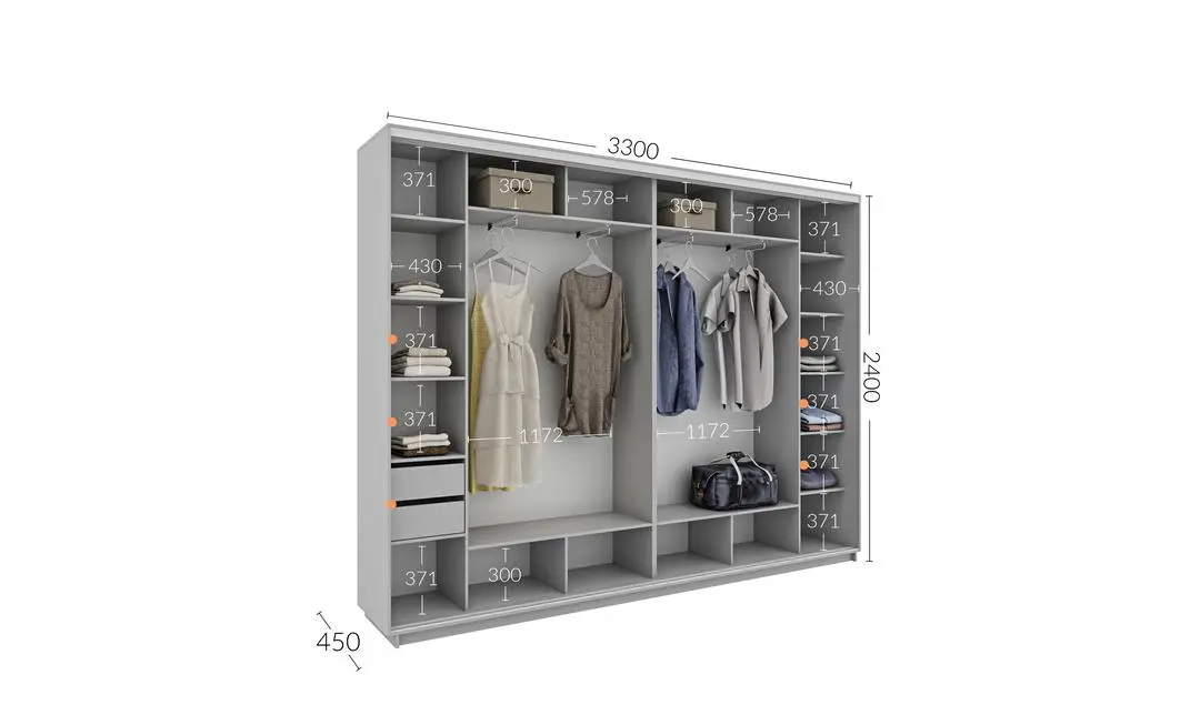 Dulap Personalizat Usi Glisante, 330 x 240 x 45 2