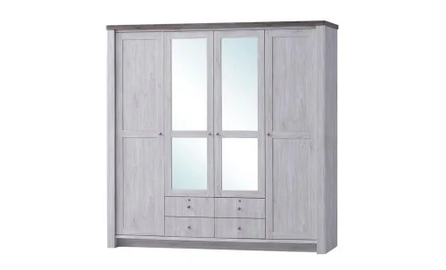 Dormitor Modern July Alb cu Dulap 4 Uși