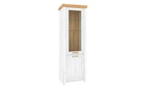 Vitrină cu 1 Ușă Sudbury A Stejar Craft Gold și Alb, pentru Living Modern