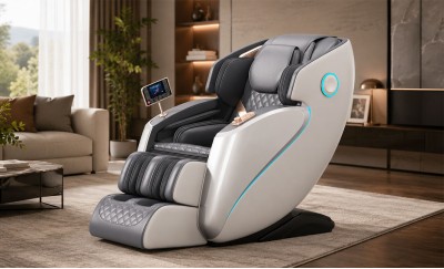 Fotoliu de Masaj VD-A029 Gri/Argintiu, Cip AI, 18+ Programe, Zero Gravity, Încălzire