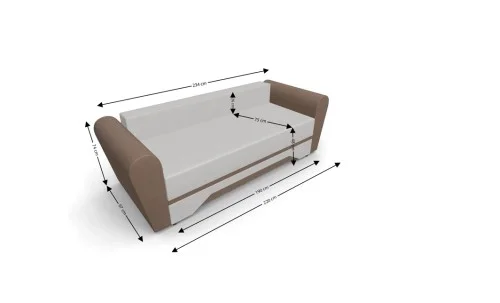 Canapea Extensibila Atlanta Bonell Mini, Bej Deschis/Maro deschis