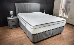 Set Pat Tapitat cu Saltea Bella Grey 160x200