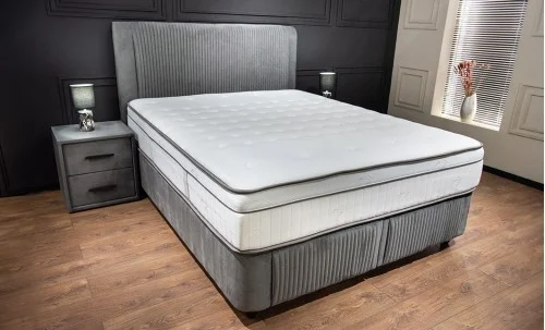 Set Pat Tapitat cu Saltea Bella Grey 180x200