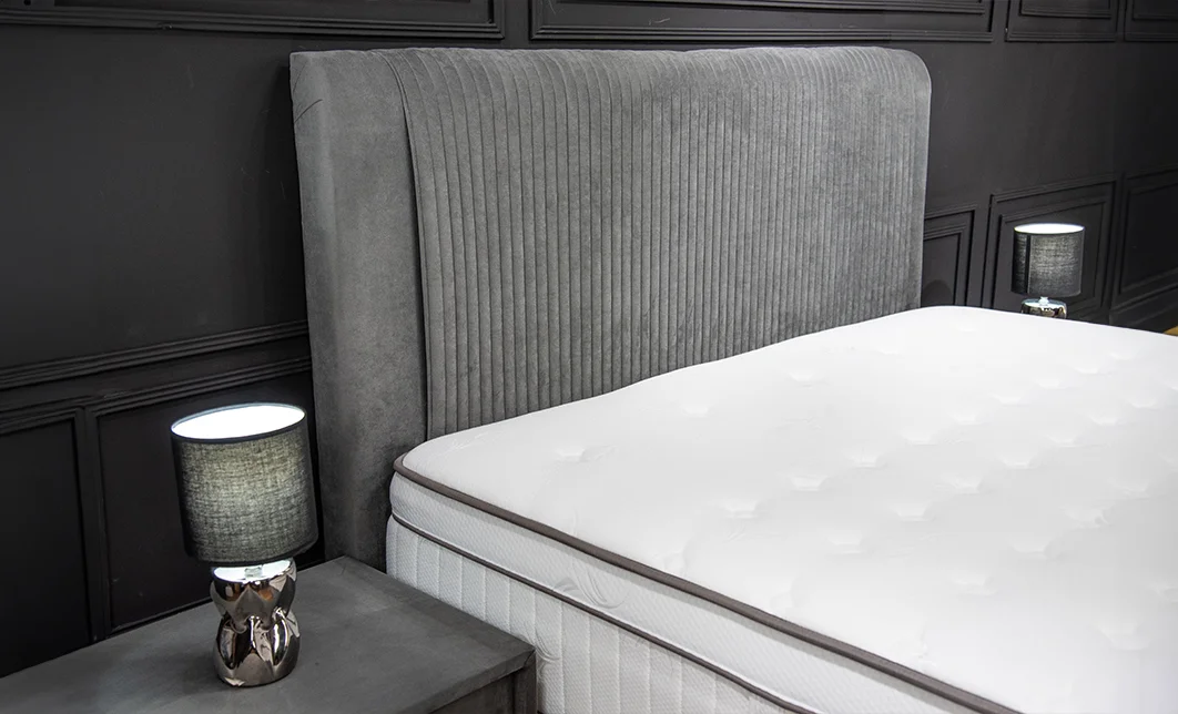 Set Pat Tapitat cu Saltea Bella Grey 180x200