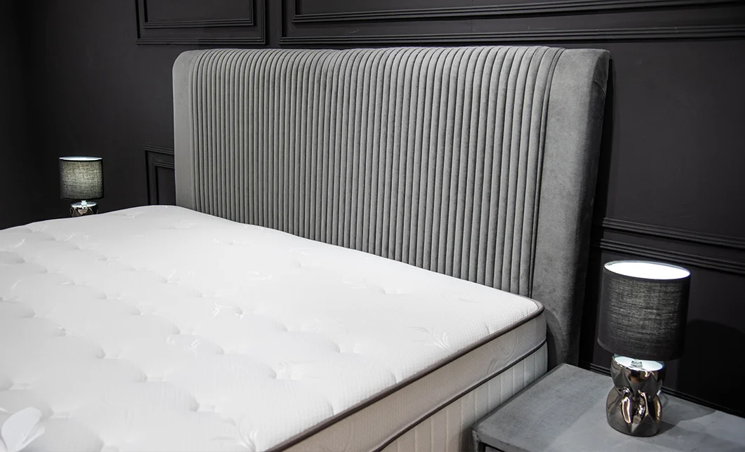 Set Pat Tapitat cu Saltea Bella Grey 180x200