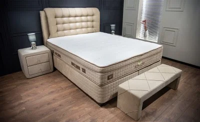 Set Pat Tapitat Bio Life cu Saltea și Somieră rabatabilă Incluse, 160x200
