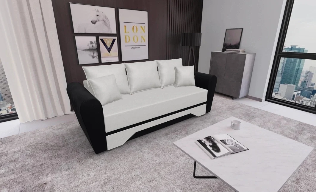 Canapea Extensibilă Atlanta Bonell Mini, Bej Deschis/Negru 2