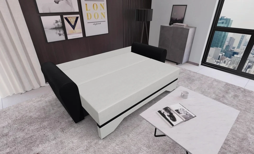 Canapea Extensibilă Atlanta Bonell Mini, Bej Deschis/Negru 3