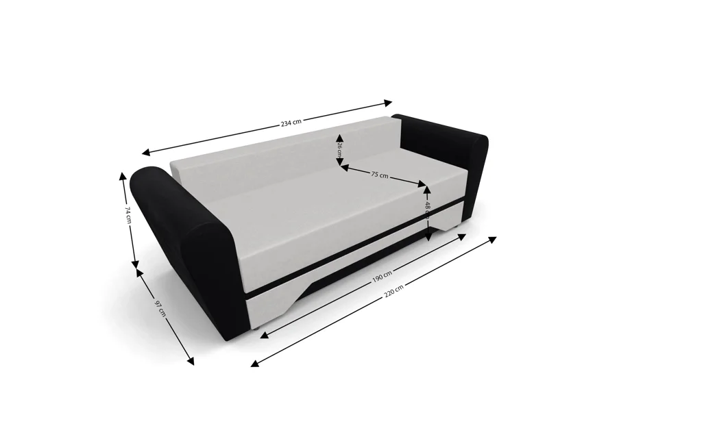 Canapea Extensibilă Atlanta Bonell Mini, Bej Deschis/Negru 5