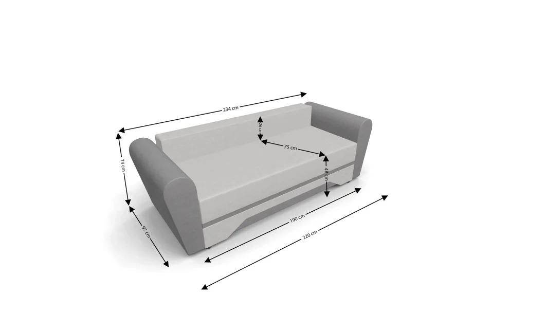Canapea Extensibilă Atlanta Bonell Mini, Bej Deschis/Gri 5