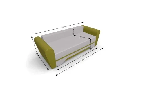 Canapea Extensibilă Atlanta Bonell Mini, Bej Deschis/Verde Deschis