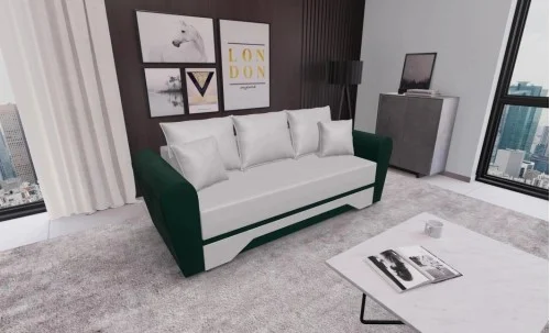 Canapea Extensibilă Atlanta Bonell Mini, Bej Deschis/ Verde Închis