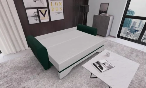 Canapea Extensibilă Atlanta Bonell Mini, Bej Deschis/ Verde Închis